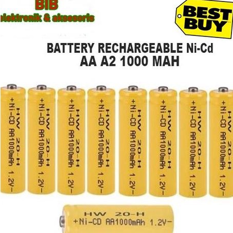 [Ready] Baterai Rechargerable Aa A2 1000Mah - Baterai Cas Aa A2 1000Mah Ni-Cd [S1Ds20]