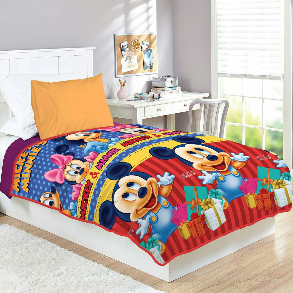 Selimut Valda Sutra Rotary 150x200 Doraemon Hello Kitty Frozen Keroppi LOL Mickey Tsum Unicorn Pony-Mickey Minnie
