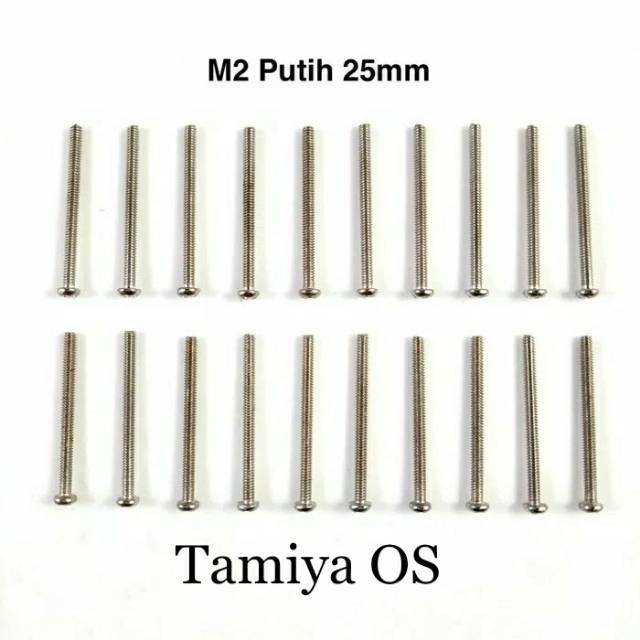 Rep Tamiya Screw M2 / Baut Putih / Baut Silver 25 mm - 20 pcs (NS829)