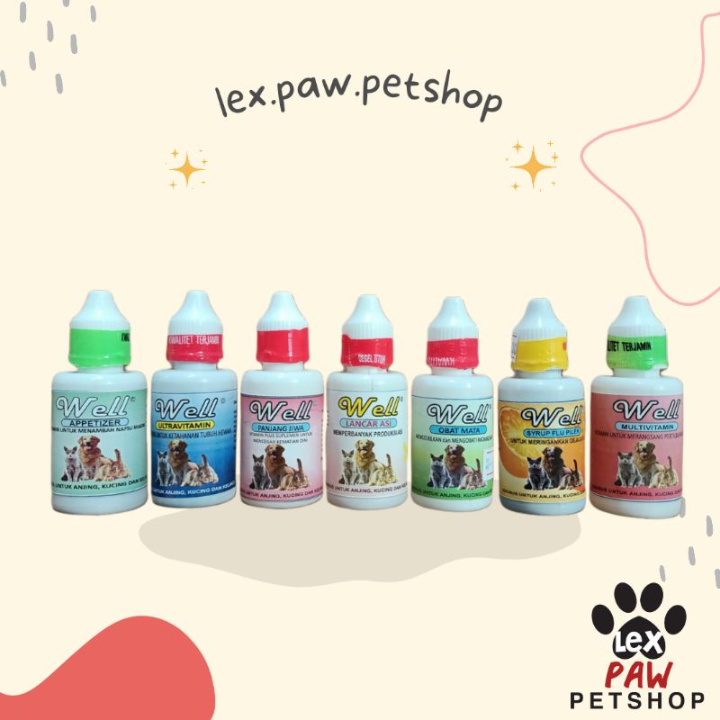 OBAT HEWAN WELL/ OBAT MULTIVITAMIN/MATA/LANCAR ASI/ULTRAVITAMIN/ PANJANG JIWA/FLU/APPETIZER MURAH BE
