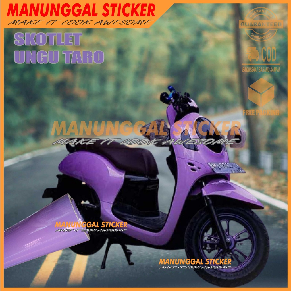 Sticker skotlet oracal 651 lebar 126cm untuk body motor dan mobil skotlet ungu taro