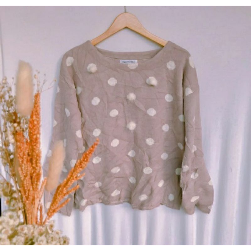 SWEATER RAJUT LILAC POLKA
