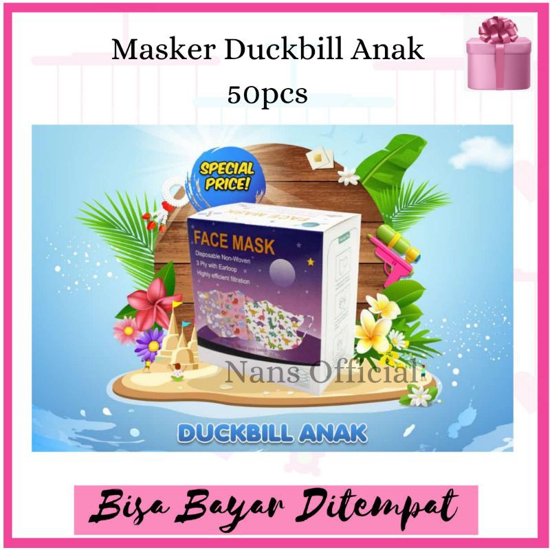 Masker Duckbill Anak Face Mask / Masker Duckbil Karakter Anak / Masker duckbill Kids 1Box isi 50pcs