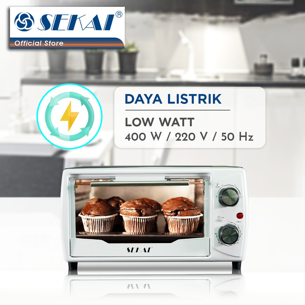 Oven Listrik Low Watt Pemanggang makanan SEKAI Kapasitas 12L Ukl / 9L Ukd Serbaguna - OV 090