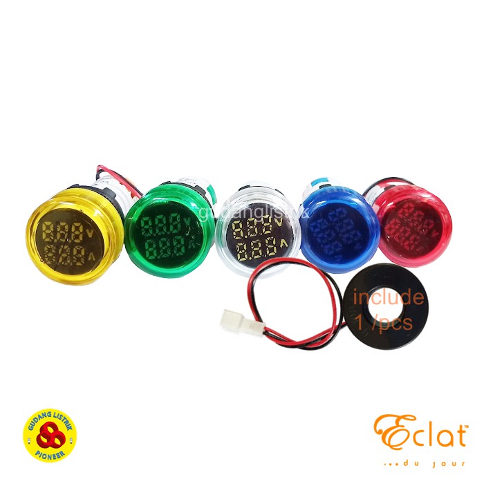 Pilot Lamp LED Amp Volt Meter 22mm 0-100A 20-500V Round LED Indicator