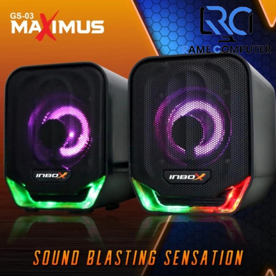 Speaker PC Super BASS INBOX GS-03 MAXIMUS GS03 Gaming - SPEAKER USB RGB