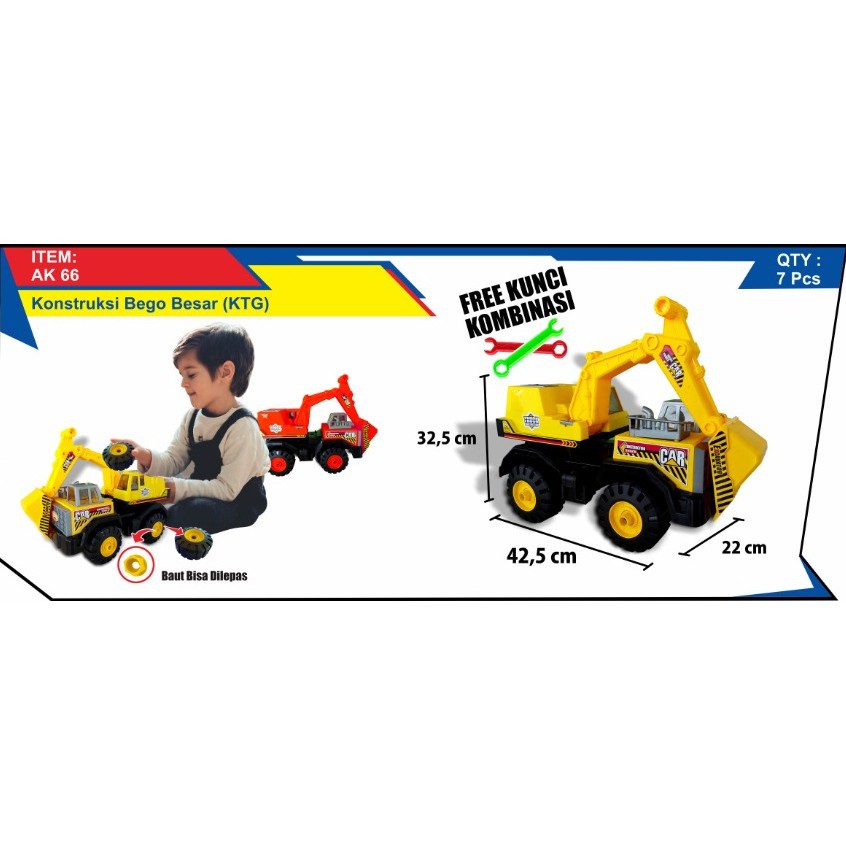Mainan anak mobil bongkar pasang truk konstruksi excavator - AK66