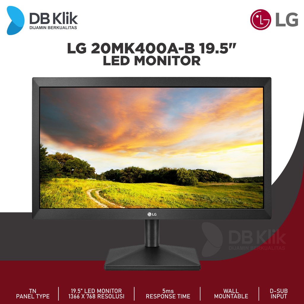 Monitor LED LG 19.5 Inch 20MK400A-B / VGA &quot; LG 20MK400A &quot;