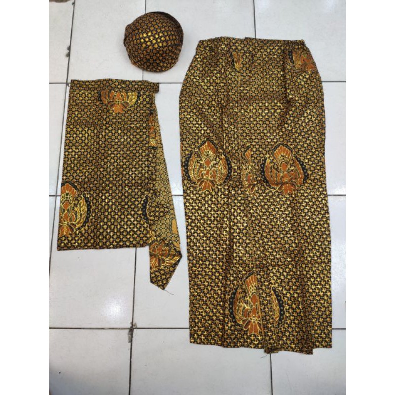 Rok batik prada wiron couple plus blangkon/batik jogja/batik solo/accecorolis manten