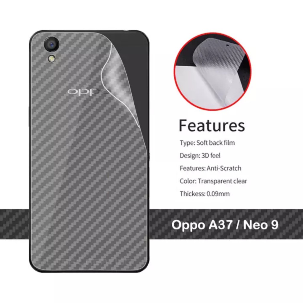 Carbon Garskin for Oppo F1 A35 Premium 3D Carbon Back Skin Anti Gores Belakang