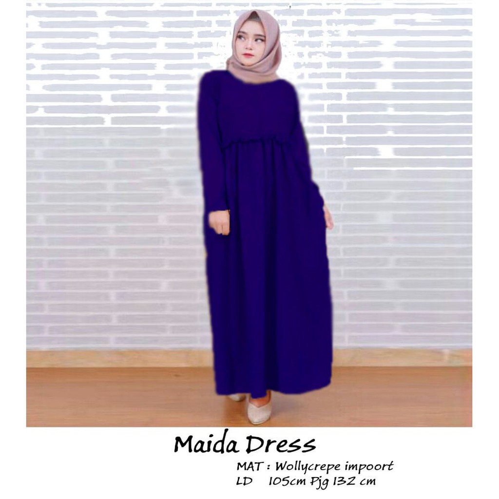 [Maxi Maida RO] Maxi dress wanita wollycrepe Varian warna