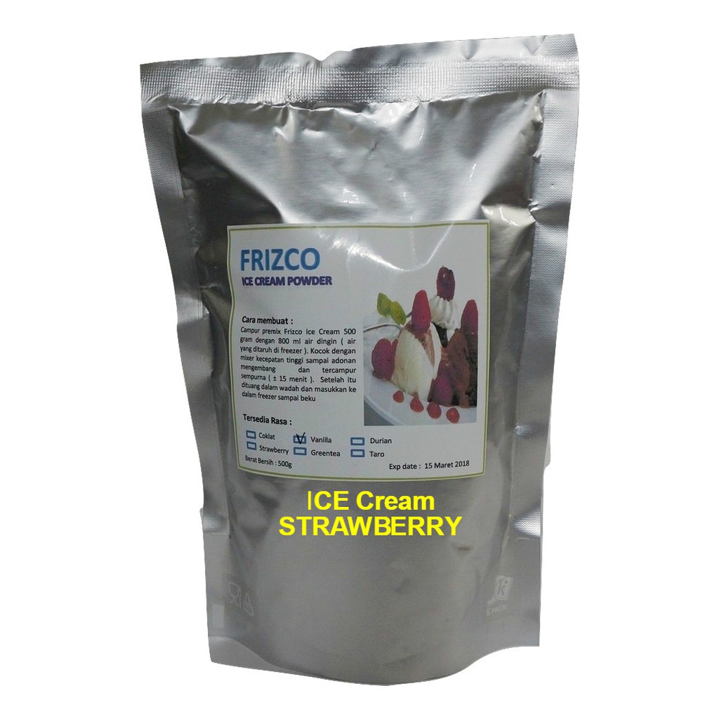 

Strawberry Bubuk Es Krim Frizco Ice Cream Bulky Instant Powder Frisco 500Gr stroberi strawbery