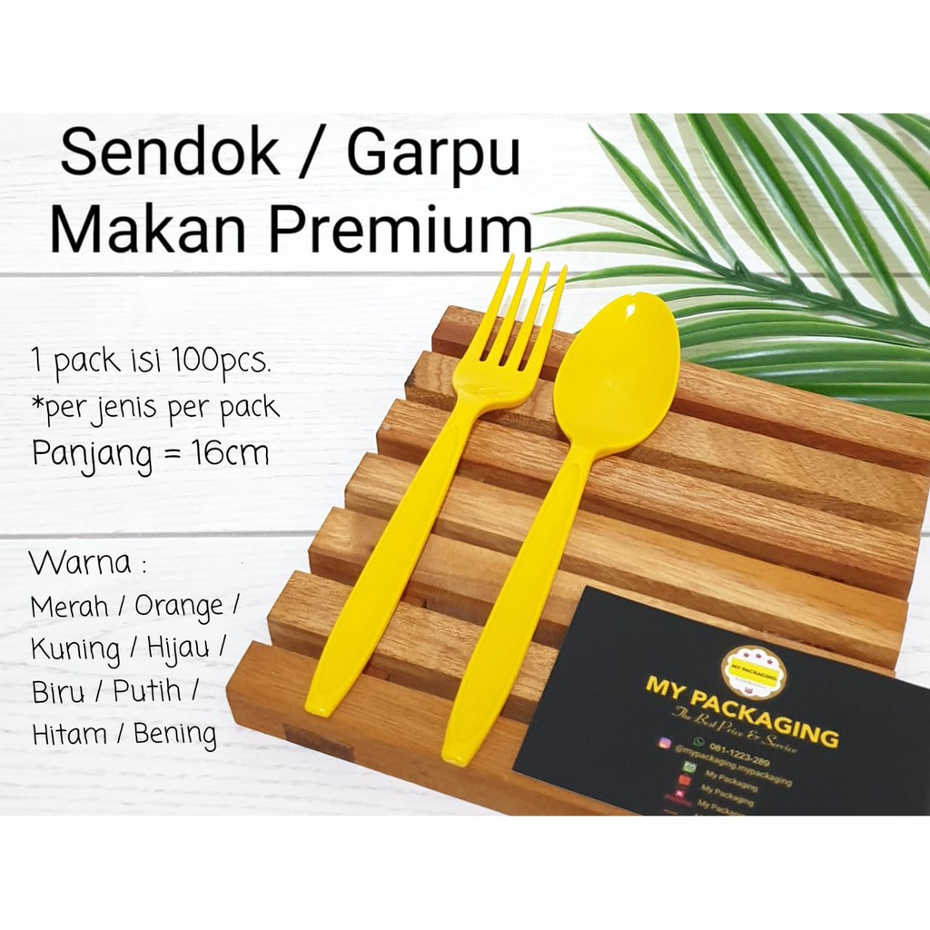 Fork / Garpu Makan Plastik PREMIUM Warna (isi 100 pcs) TEBAL