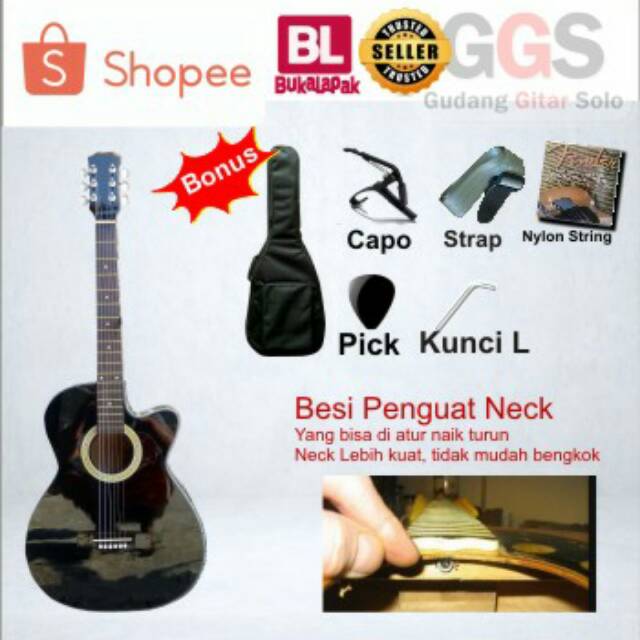 gitar akustik murah tanem besi  bonus komplit