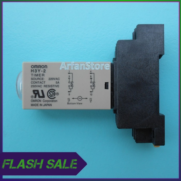 TDR 60 Menit Time Delay Relay Timer Penunda Waktu AC 220V H3Y 2 Omron