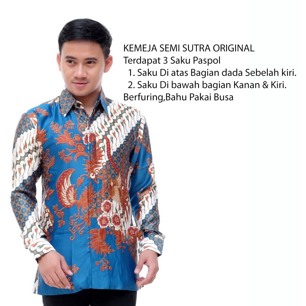 Kemeja Batik Semi Sutra Pria | Hem Batik Semi Sutra Pria | Kemeja Batik | SS0016