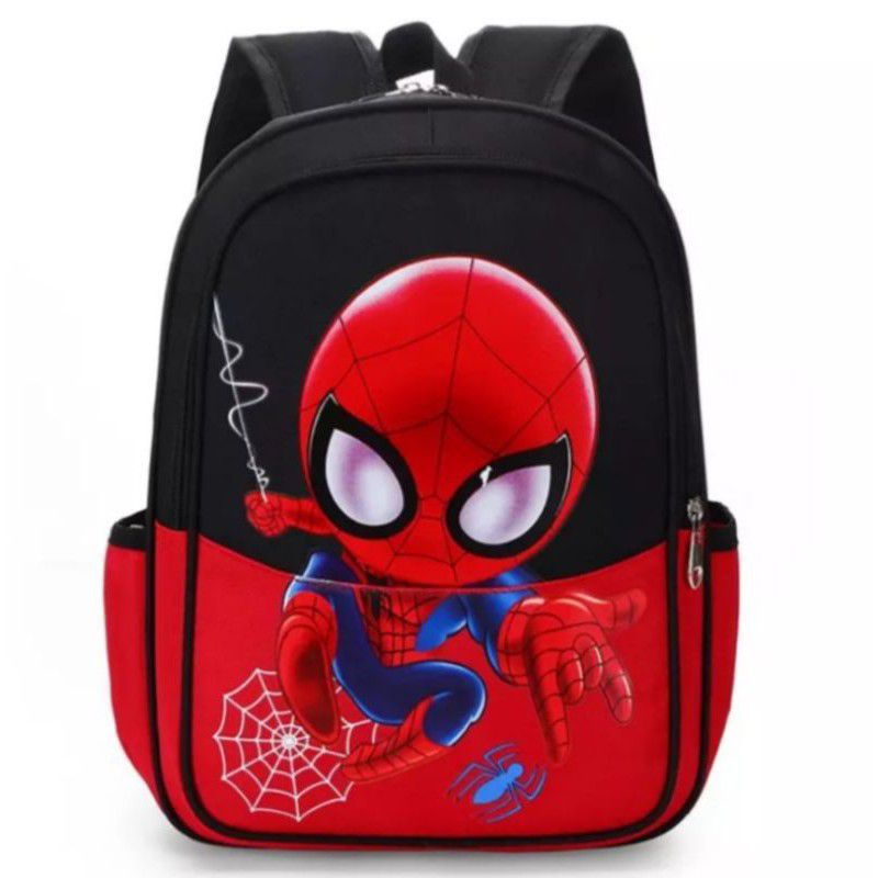 Tas ransel anak karakter superhero spiderman canvas 3in1 - tas + waistbag + jam tangan - tas anak