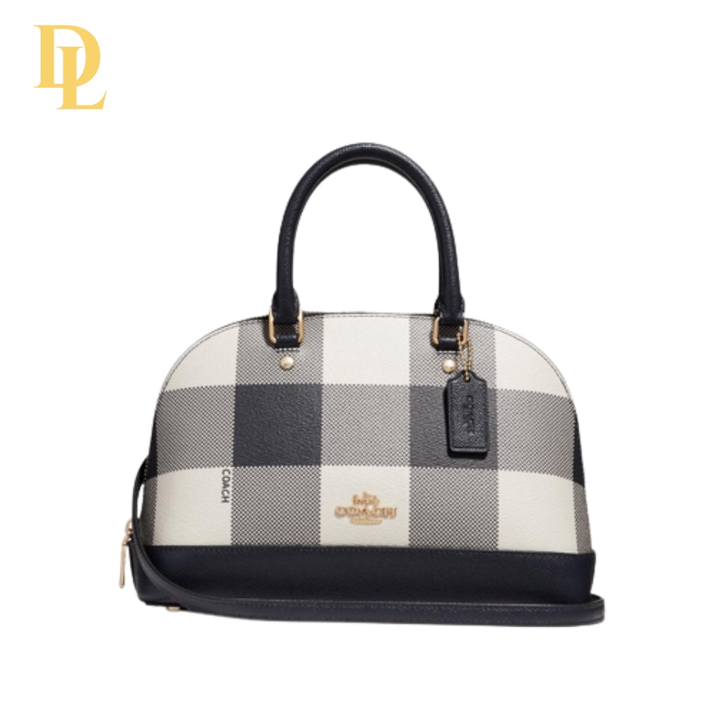 Coach Mini Sierra Satchel with Buffalo Plaid Print in Signature Canvas (25918)