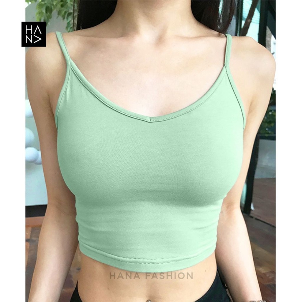 HanaFashion JKT - Aurora Basic Tank Top Crop Wanita - TT035-Light Green