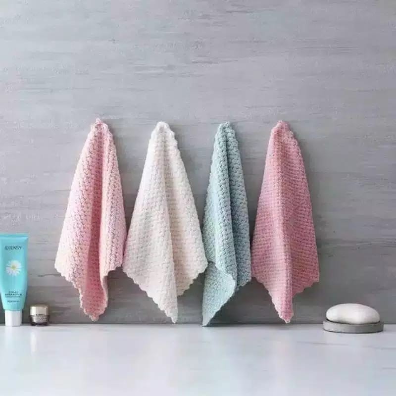 Kain Lap Piring Bahan Microfiber Bahan 100% Berkualitas BAGUS Kain Lap Meja Anti Minyak 30x30cm