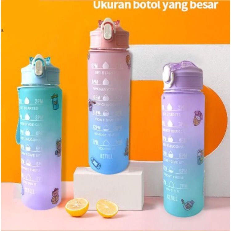 BOTOL MINUM GRADASI MOTIVASI FLIP 1 LITER FREE STICKER [SWEETSPACE]