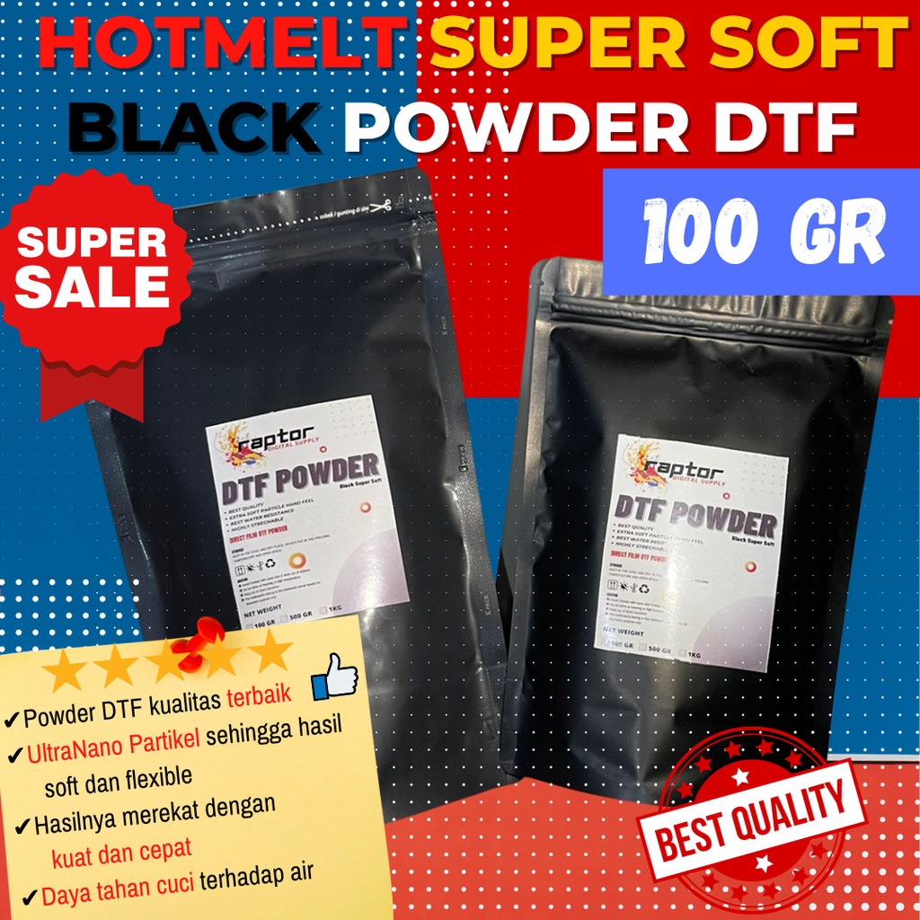 

TPU HOT MELT ADHESIVE SUPER SOFT DTF BLACK / POWDER DTF HITAM 100 GR