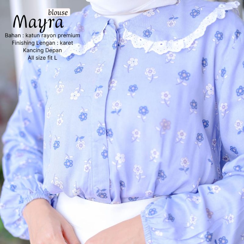 New - Baju Atasan/Blouse Wanita - MAYRA BLOUSE ALL Size fit L-Katun Rayon Premium-Motif Bunga-Nyaman dipakai