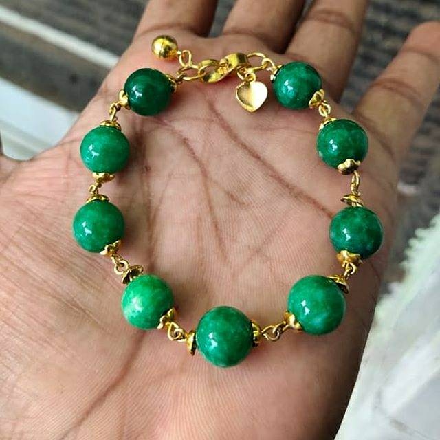 Gelang batu giok lilit lapis emas24k