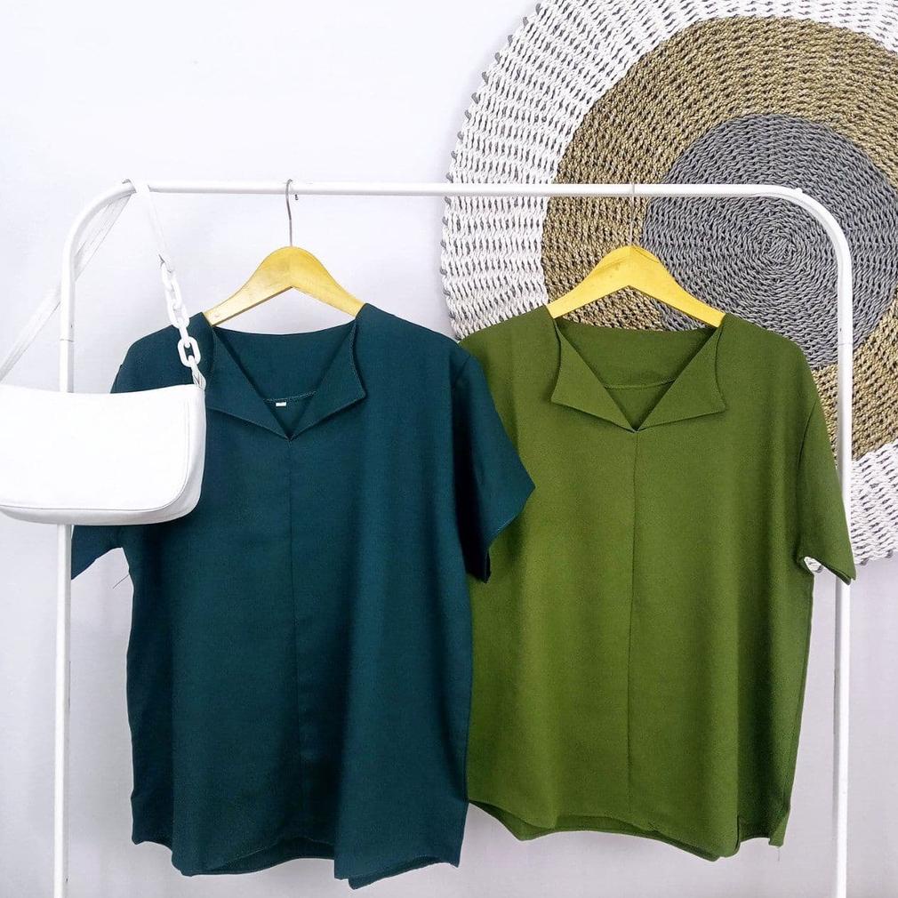 Atasan Blouse Lengan Pendek Jumbo Bigsize Oversize Ld 110 120 130 140