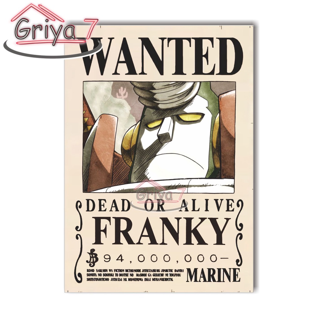 HIASAN DINDING BOUNTY ONE PIECE POSTER KAYU ANIME DEKORASI DINDING FRANKY FRANGKI FRANKI