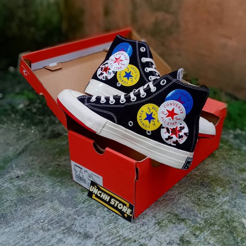 CONVERSE 70'S HIGH MULTI LOGO BLACK & WHITE BAYAR DITEMPAT