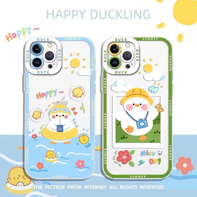 Soft Case Silikon TPU Transparan Motif Bebek Untuk IPhone 14 6 6S 7 8 Plus X XS XR 11 12 13 Pro Max