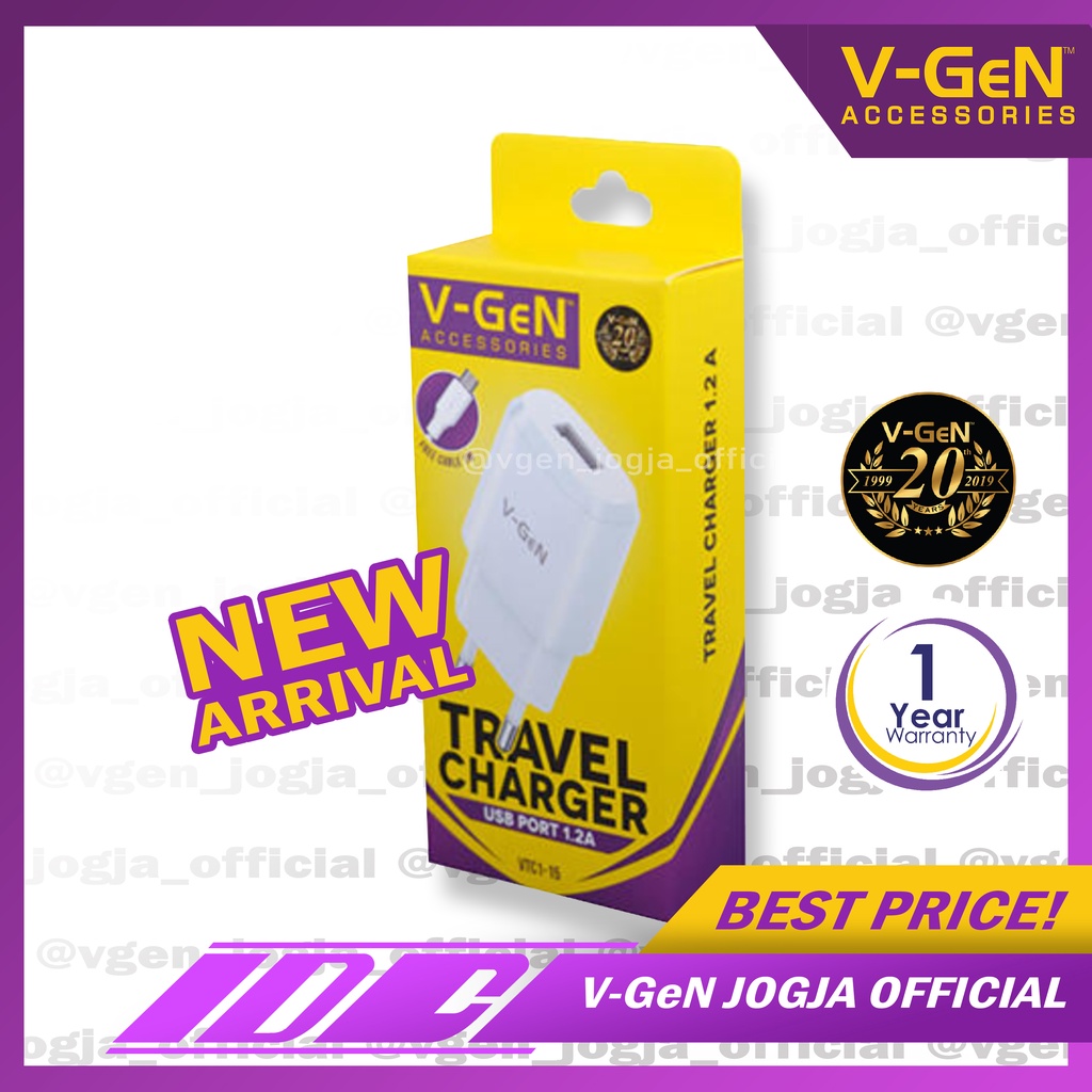 Travel Charger V-GeN VTC1-15 1.2A Auto ID