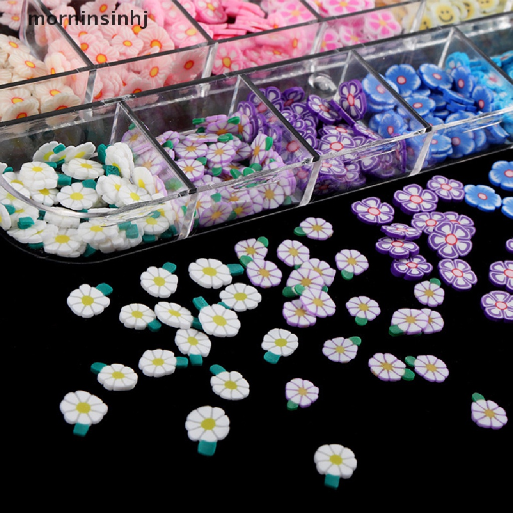 Mornin 12 Sekat / Set Payet Glitter Bentuk Hati 3d Warna-Warni Untuk Nail Art