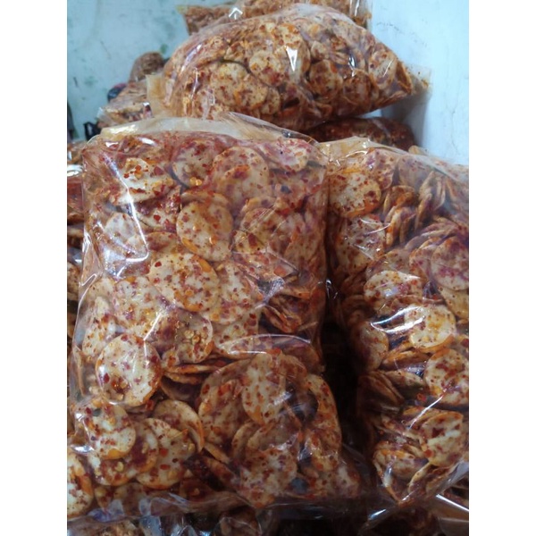 SEBLAK KERING SEBLAK KEMPLANG PUTIH EXTRA PEDAS DAUN JERUK  ISI 1 KG CEMILAN INSTAN