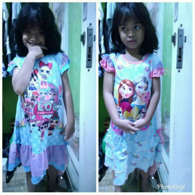 Daster anak cewek karakter lol frozen pony murah/baju harian anak/daster harian murah