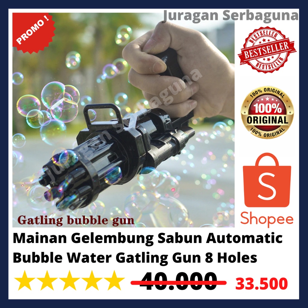 Mainan Gelembung Sabun Automatic Bubble Water Gatling Gun 8 Holes