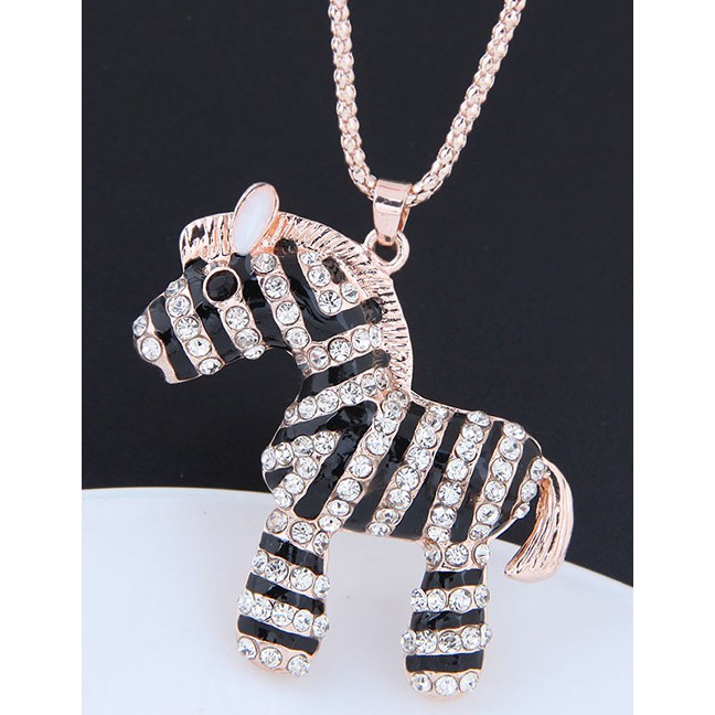 LRC Kalung Fashion Rose Gold Zebra Shape Decorated Necklace