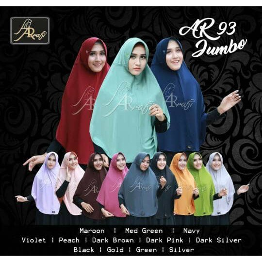 Hijab Ar Rafi | AR 093 | Bergo/Jilbab Instan Serut Tali Belakang Jumbo