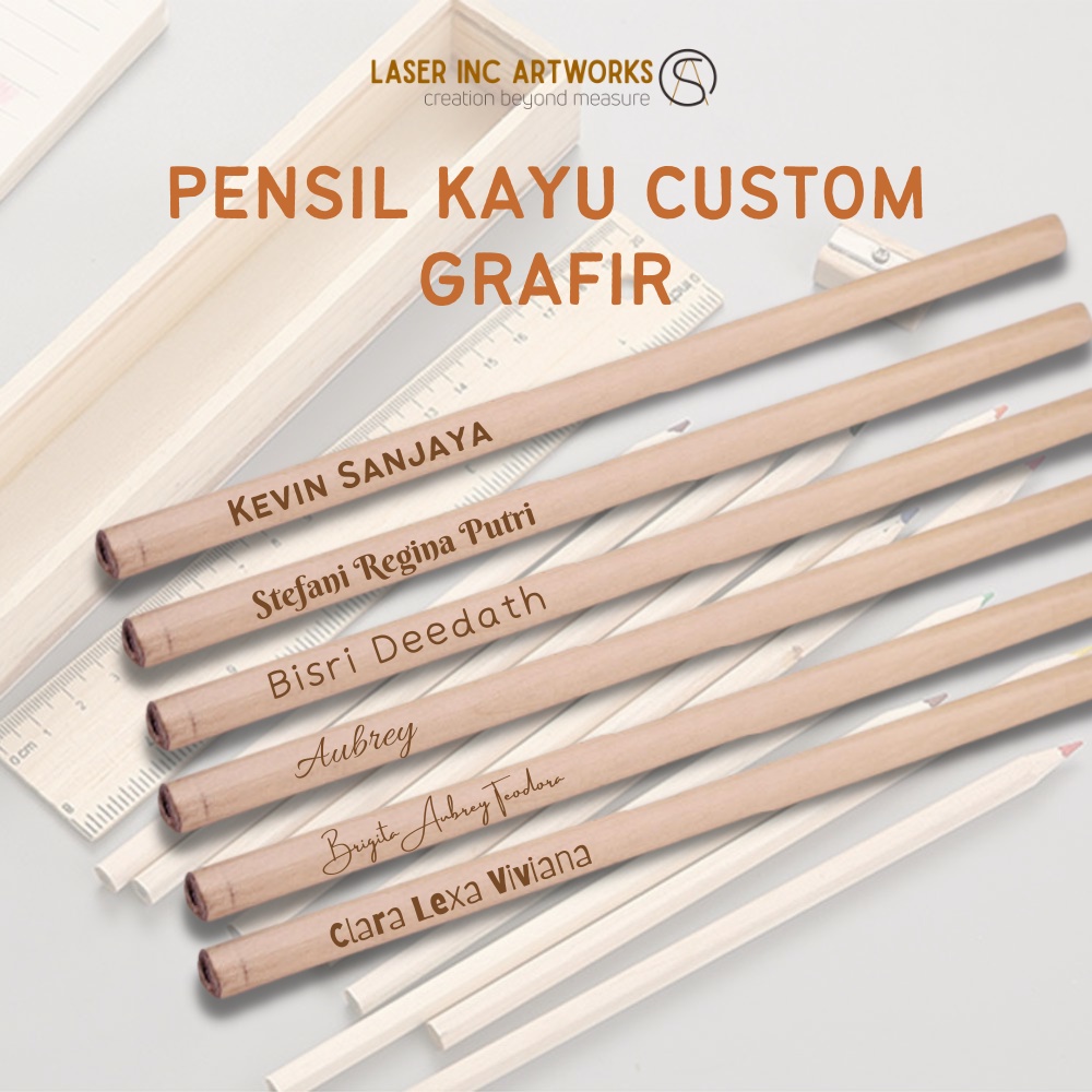 

FREE CUSTOM - Pensil Kayu Custom Grafir Laser - Souvenir wedding / birthday anak ( ulang tahun ) - pensil 2B