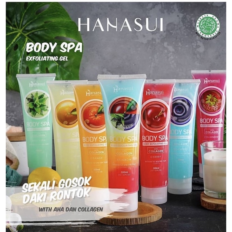 Body Spa Hanasui Perontok Daki Original BPOM/Body Exfoliating Gel Lemon With Collagen