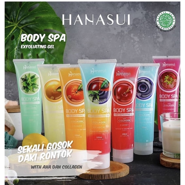 Body Spa Hanasui Perontok Daki Original BPOM/Body Exfoliating Gel Lemon With Collagen