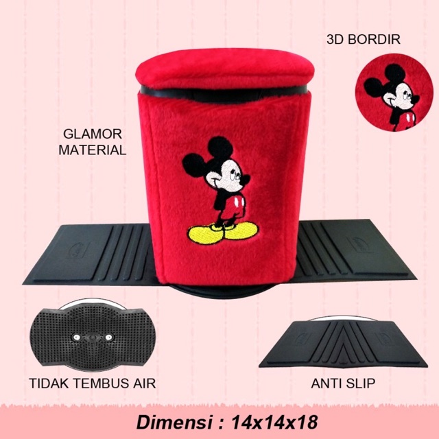 Tong Tempat Sampah Mobil Universal Motif Mickey Mouse / Tempat Sampah