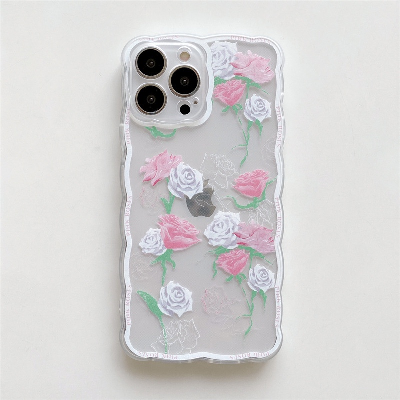 Soft Case Pelindung Transparan Bentuk Mawar Gelombang Musim Panas Untuk Iphone 7 8 PLUS X XR XS 11 12 13 PRO MAX SE 2020