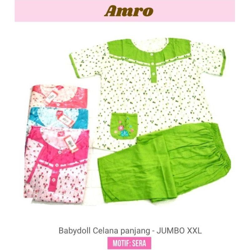 Baby doll Amro JUMBO XXL label putih & merah CP Panjang baju tidur piyama babydoll