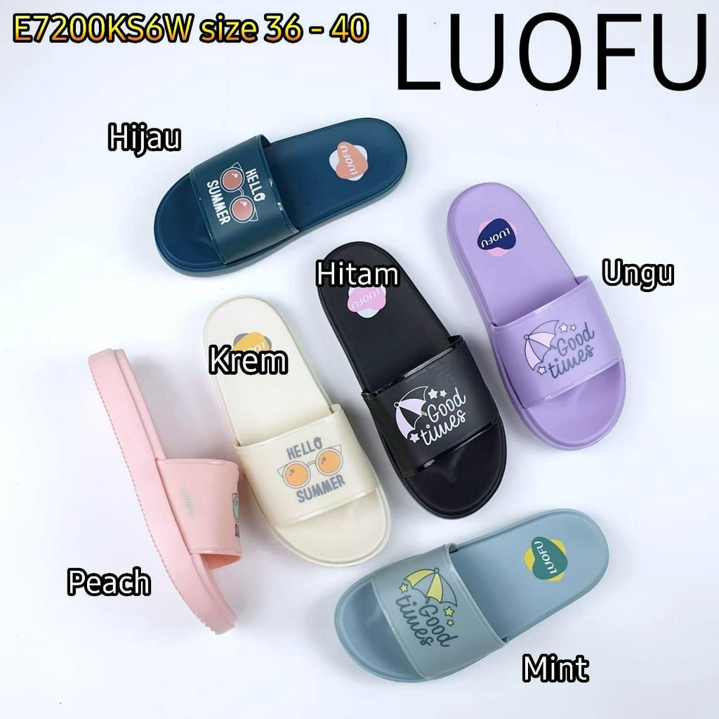 LUOFU ORIGINAL jelly sandal selop karet empuk murah cewek slide wanita kokop import E7200KS6W