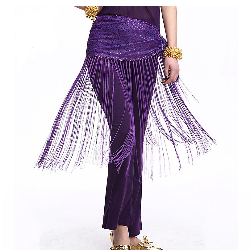 Belly Dance Tassel Hip Scarf Sabuk Pinggul Tari Perut Rumbai Rok India Tribal Aksesosir Menari Zumba