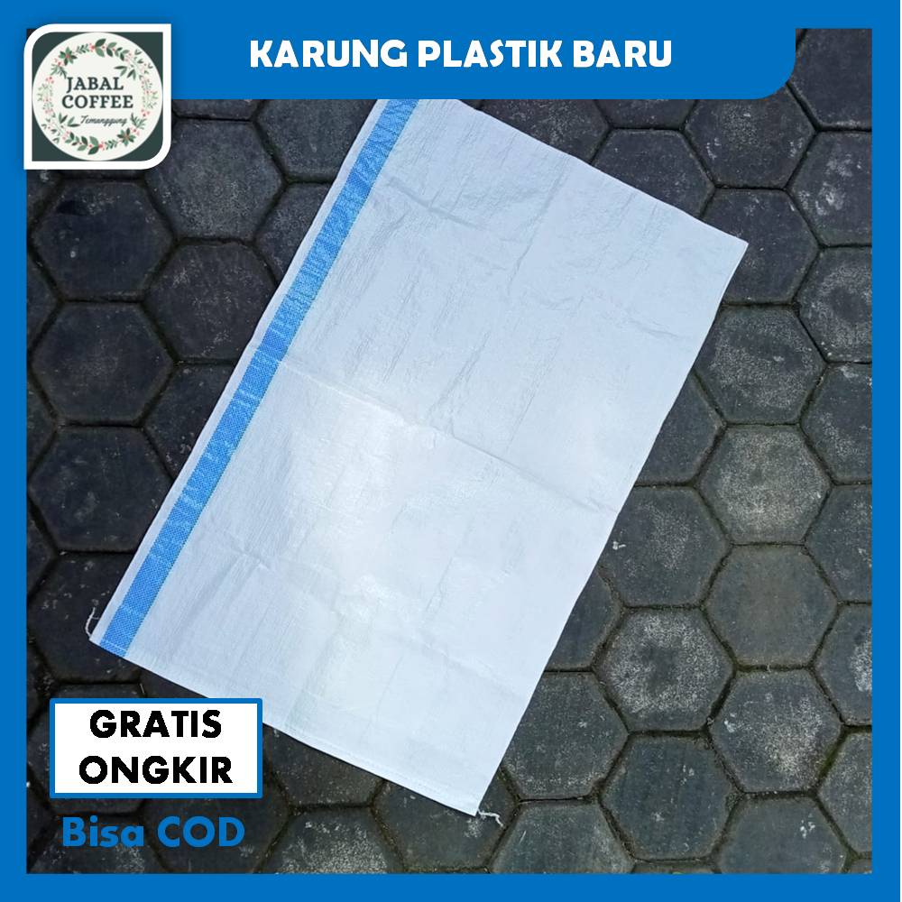 Karung Plastik Baru Ukuran 65 Cm X 105 Cm / Karung Plastik Garis Biru J116