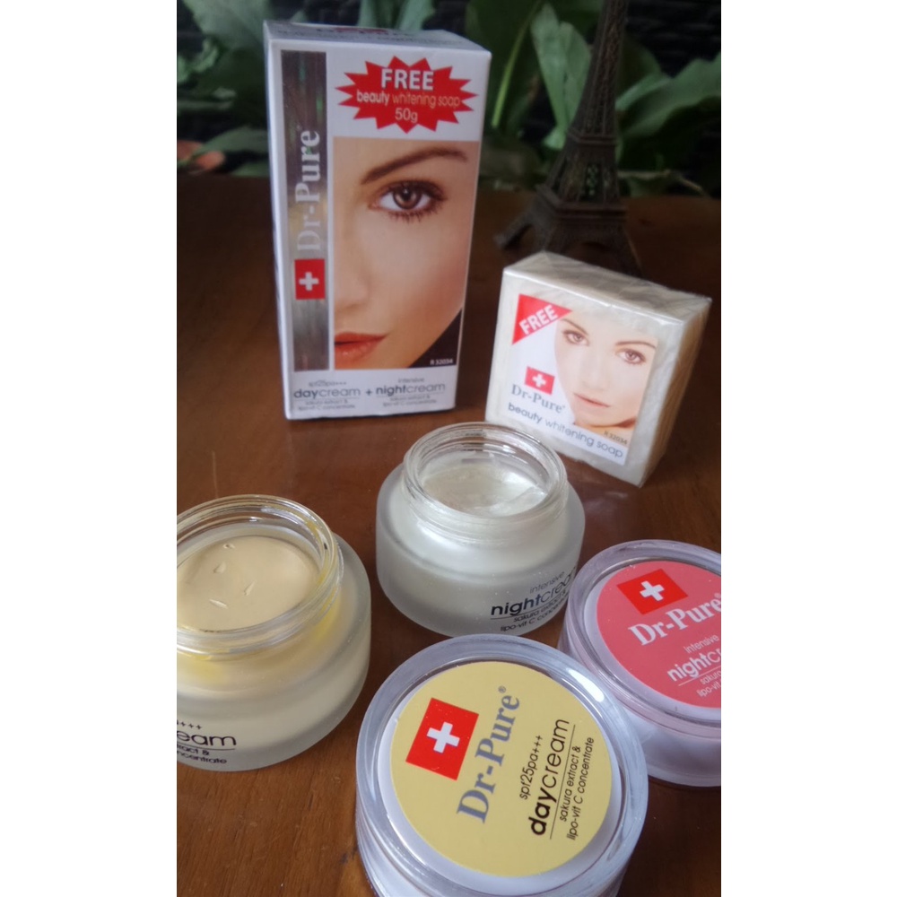 PAKET CREAM DR PURE 3 IN 1 (Day Cream + Night Cream + Whitening Soap)