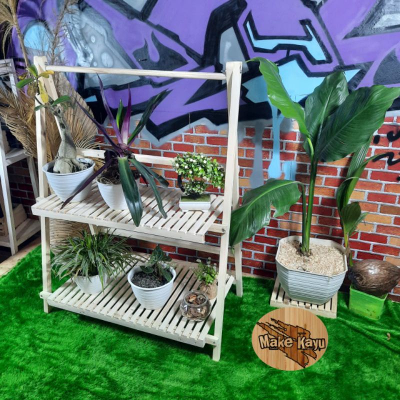Rak lipat tanaman 2 susun  Rak display rak lipat kayu